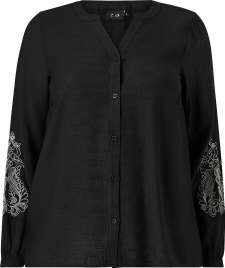 Zizzi Bluse Cajanice L/S Shirt Svart