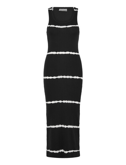 Weekday Close Fitted Rib Dress Tie Dye - Black - XS