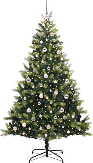  Kunstig leddet juletre med 300 LED lamper grønn 210 cm
