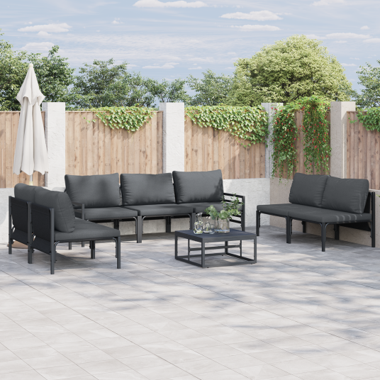 Hagesofa Set 8 pcs Antrasitt Stål Hagesofa Set 8 pcs Antrasitt Stål