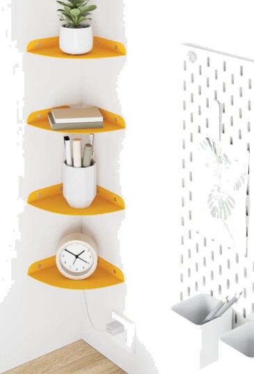 vidaXL Flytende hylle med hylle 4 pcs Sennepsgul 15 x 15 x 2 cm