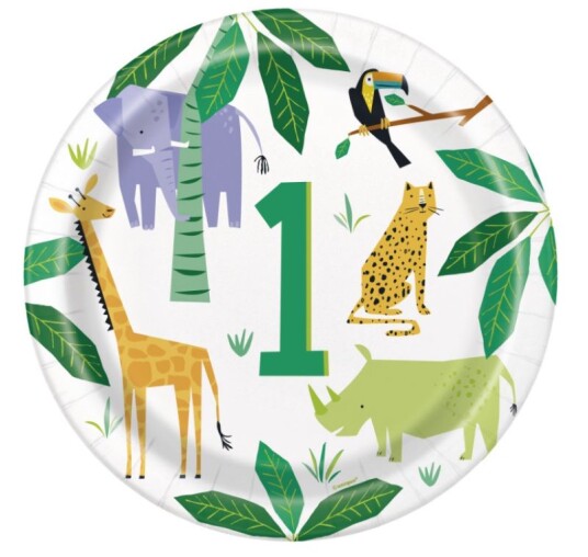 Papptallerken 1 År Safari Pk/8 