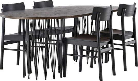Spisegruppe Venture Home Stone oval med 4st Montros Spisestoler