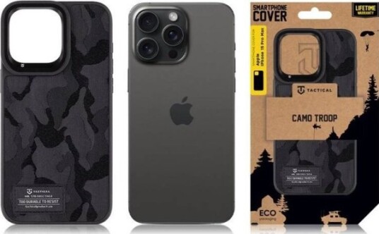 Tactical Camo Troop Dangtelis, Skirtas Apple Iphone 15 Pro Max Juodas