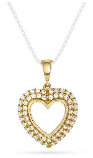 Pan Jewelry Anheng i 585 gult gull med zirkonia og hjerte Pan Jewelry Anheng i 585 gult gull med zirkonia og hjerte