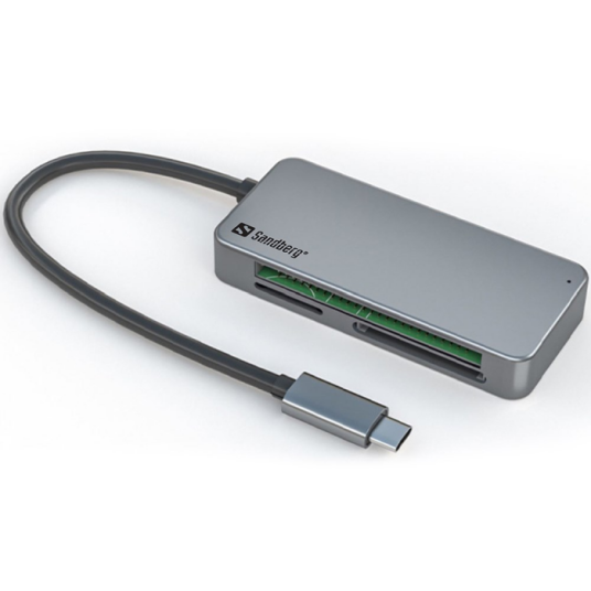 Sandberg USB C Multi Card Reader Pro Les og skriv på flere minnekort SDG136 38 1 Eske Sandberg USB C Multi Card Reader Pro Les og skriv på flere minnekort SDG136 38 1 Eske