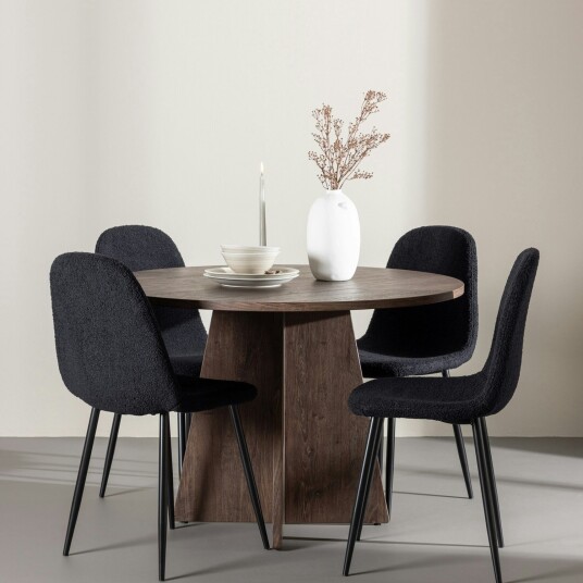 Spisegruppe Venture Home Bootcut Ø110 med 4 stk Polar Stoler Teddy