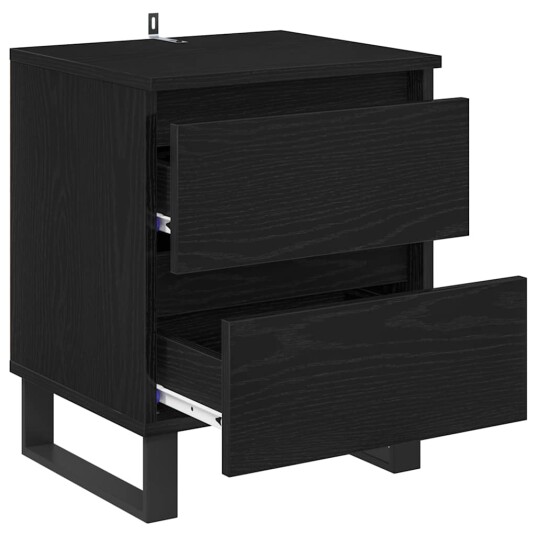  Nattbordskap med skuff Svart eik 40 x 35 x 50 cm Konstruert tre