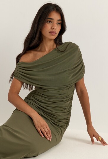 Bubbleroom Occasion Off Shoulder Mesh Gown