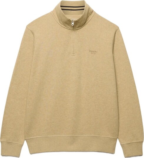 Superdry Essential Serif Logo Half Zip PUMICE STONE BEIGE MARL L Superdry Essential Serif Logo Half Zip PUMICE STONE BEIGE MARL L