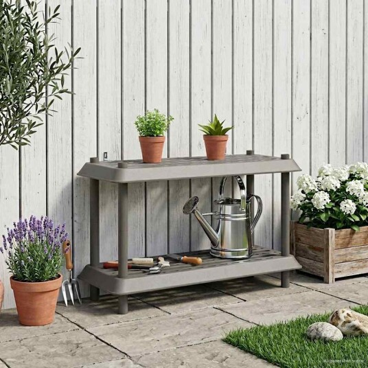 vidaXL Hyllesystem 2 nivåer 100 x 40 x 55,5 cm PP Lysegrå