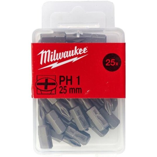 Milwaukee PH1 Bits 25-pakning 25 mm Maskintilbehør & forbruk Milwaukee PH1 Bits 25-pakning 25 mm Maskintilbehør & forbruk