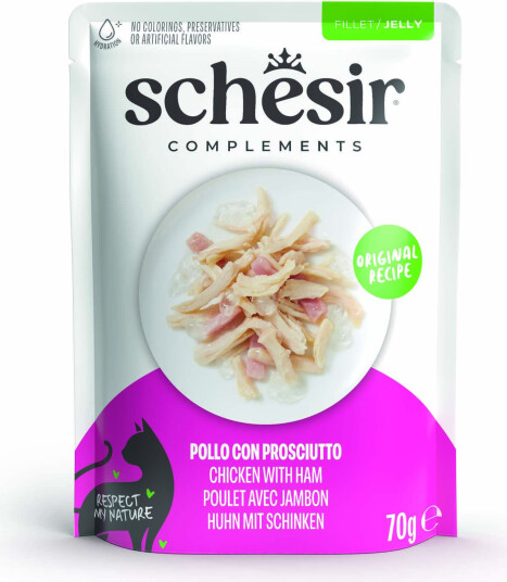 Schesir Våtfôr Complements Filet I Gelé Med Skinke Kylling 6 X 70 G