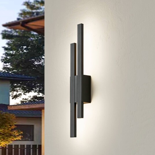 Lindby utendørs vegglampe Sakari, 20 W, svart, aluminium Lindby utendørs vegglampe Sakari, 20 W, svart, aluminium