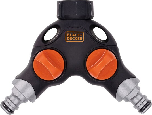 Slangekobling BLACK+DECKER 2 veis med vannstopp 3/4"
