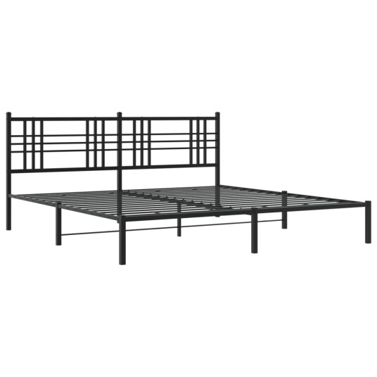 Sengeramme i metall med sengegavl svart 200x200 cm 8721012372955