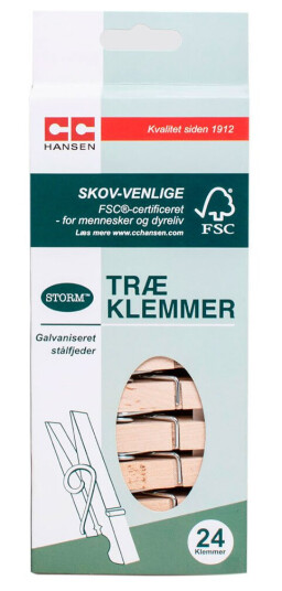 CC Hansen Tøyklemmer FSC sertifisert Tre 24pk CC Hansen Tøyklemmer FSC sertifisert Tre 24pk