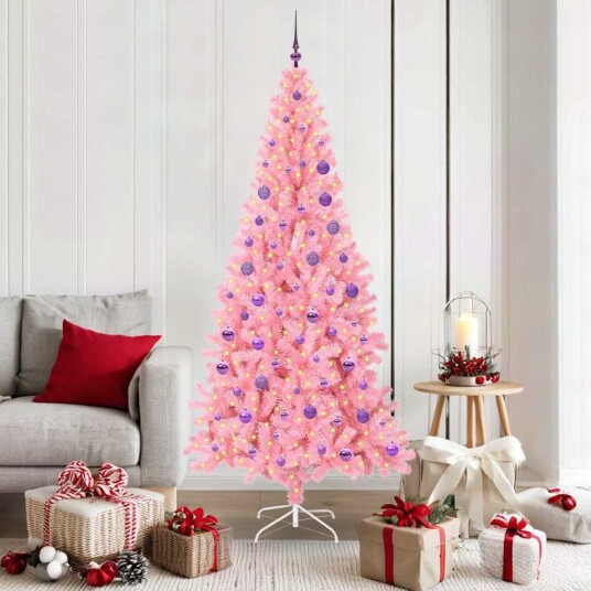  Juletre med 300 LED med stativ Rosa 180 cm PVC