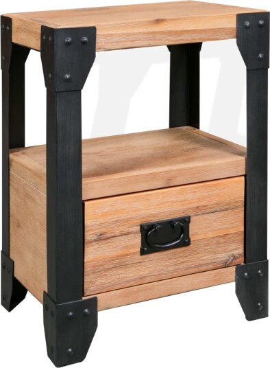 vidaXL Nattbord heltre akasie stål 40x30x54 cm