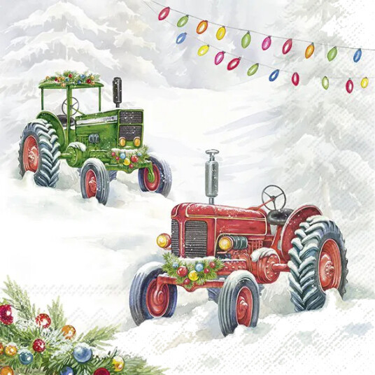 Juleservietter Traktor kaffe