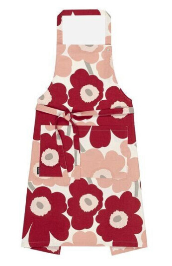 Marimekko Pieni Unikko forkle White/mørk kirsebær/rosa