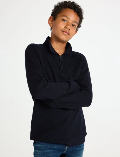 Lindex Sweater Rib Knit Collar Navy 146/152 Lindex Sweater Rib Knit Collar Navy 146/152