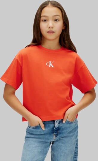 Calvin Klein Ck Logo Boxy T Shirt Orange 164