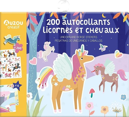 Auzou Stickers Unicorns And Horses 200 Pcs Multi/patterned ONE SIZE