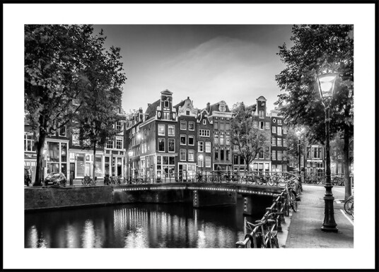 AMSTERDAM Idyllic impression from Singel   Monochrome Plakat Plakat / 70x100cm