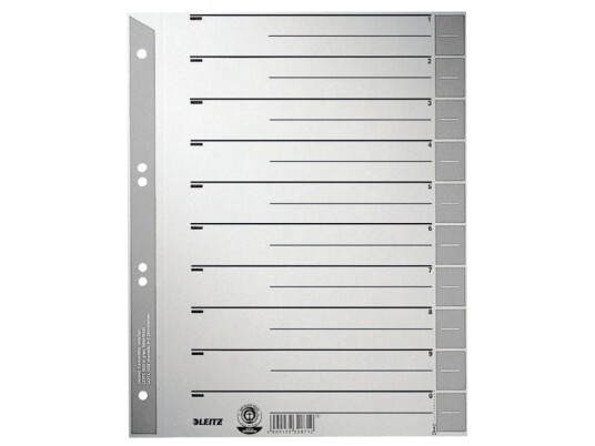 Leitz 16520085 Numerisk Faneindeks Fotoark Kartong Grå A4 230 G/M? 240 Mm