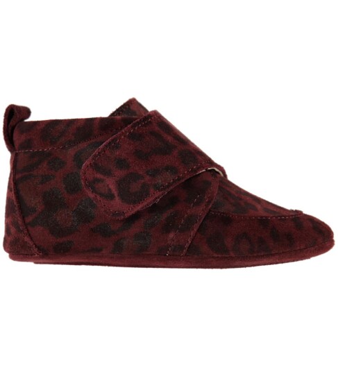 En Fant Tøfler Bordeaux m. Leopardmønster 19 Tøfler Rød