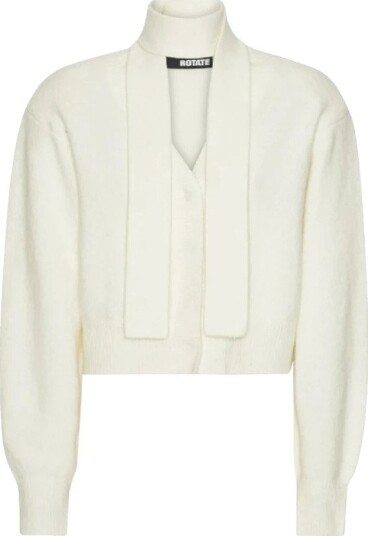 ROTATE Birger Christensen Knit Scarf Cardigan   Cream   L