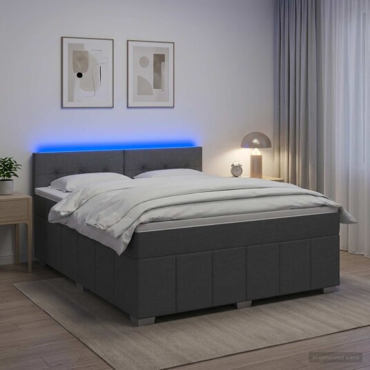 vidaXL Kontinentalseng med madrass Mørkegrå 160 x 200 cm Stoff