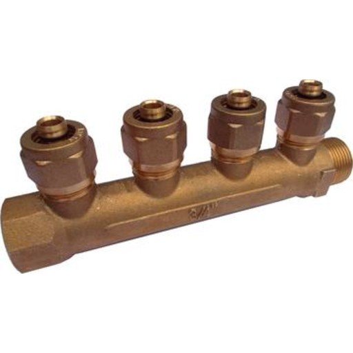 Samlestokk 3/4" fast muffe 4 kurser 15 mm