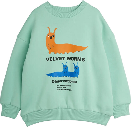 Mini Rodini Velvet Worms Observations Sp Sweatshirt Green 128/134