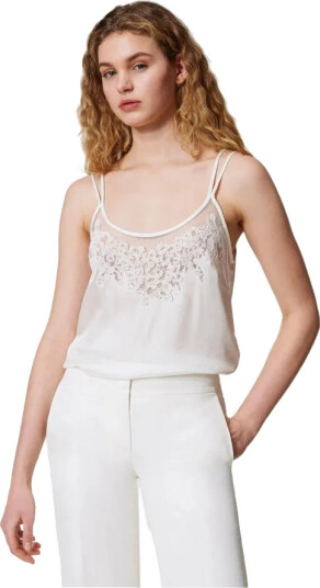 Twinset Dame Topper Hvit M,
