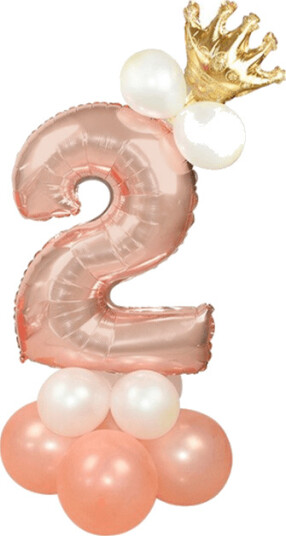 Stort vertikalt tallballongsett Rose gull Metallic Number 2 110cm