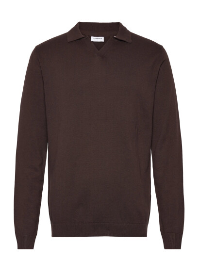 Lindbergh Splitneck Recycled Yarn Knit - Brown - M Lindbergh Splitneck Recycled Yarn Knit - Brown - M