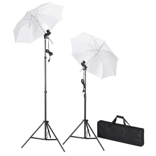 vidaXL Fotostudiosett med bakgrunn, lamper og parasoller