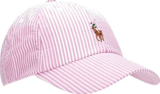 Ralph Lauren Cotton Seersucker Ball Cap - Pink Seersucker Rosa OS
