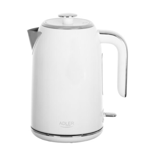 Adler 1,7 L Elektrisk Vannkoker med Justerbar Termostat og Vannivåindikator, Hvit Rustfritt Stål
