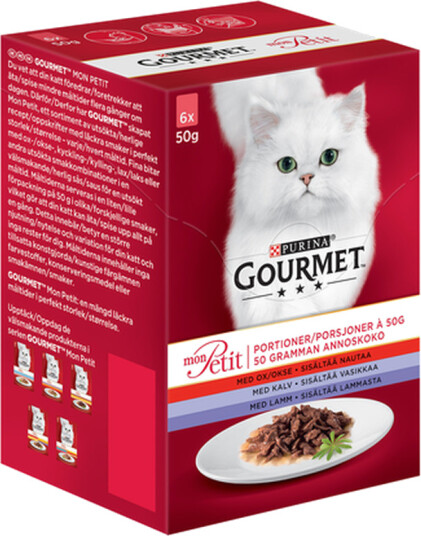 Purina Gourmet Mon Petit Kattemat Biff/Kalv/Lam 50 g x 6 stk.