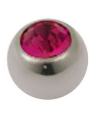 Strl 5 mm kule til 1.6 mm stang Treasure Stone Fuchsia Titankule
