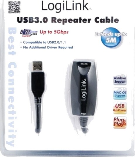 Logilink 5.0M Usb 3.0 M/F 5 M Usb A Usb A Usb 3.2 Gen 1 3.1 Gen 1 Hankjønn/Hunkjønn Sort