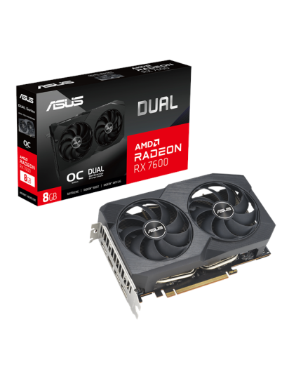 ASUS Radeon RX 7600 DUAL OC V2 8GB GDDR6 - 8GB GDDR6 RAM - Grafikkort ASUS Radeon RX 7600 DUAL OC V2 8GB GDDR6 - 8GB GDDR6 RAM - Grafikkort