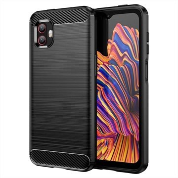 Samsung Galaxy Xcover6 Pro Børstet TPU-deksel Karbonfiber Svart