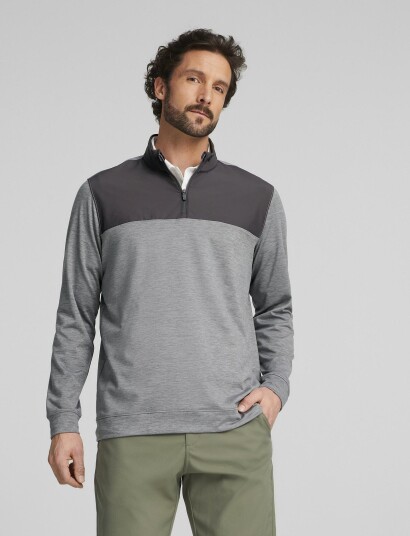 PUMA Golf Cloudspun Colorblock 1/4 Zip Grey XXL