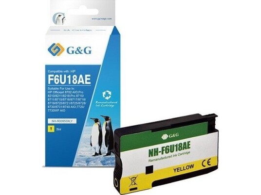 G&G Ink G&G-Kompatibel Blekk / Ink Z F6u18ae Gul 1600S Nh-R00953xly For Hp "Officejet Pro 8210/8211/8218