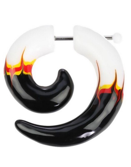 Flaming Fake Piercing   Hvit/Svart   Strl 1,2 mm stang/tykkelse smykke 8,5 mm