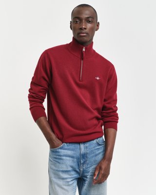 Lammeullsgenser med half-zip PLUMPED RED XXL
